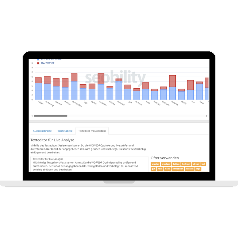 seobility optimierung des textes via wdf idf