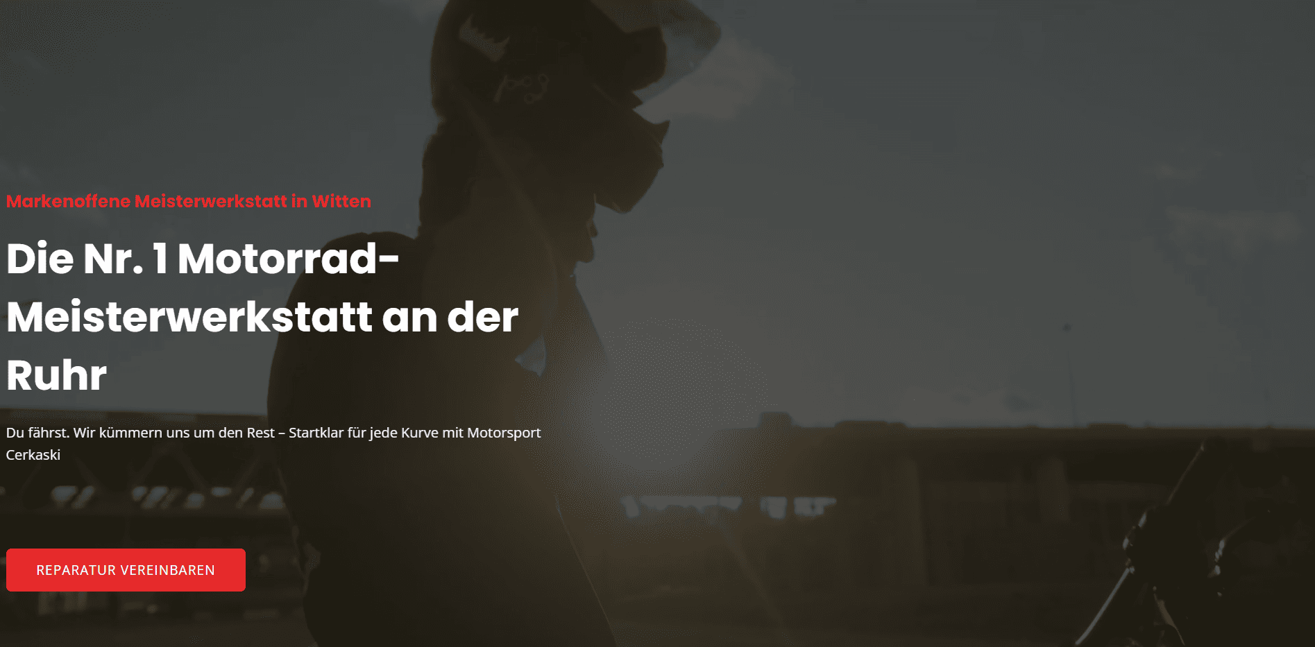 Startseite der Website von Motorsport Cerkaski, Motorrad-Meisterwerkstatt in Witten