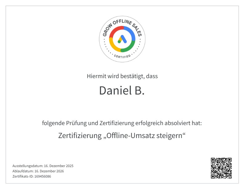 Zertifikat: Offline-Umsatz steigern